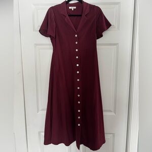 Madewell Burgundy Button-Down Dress